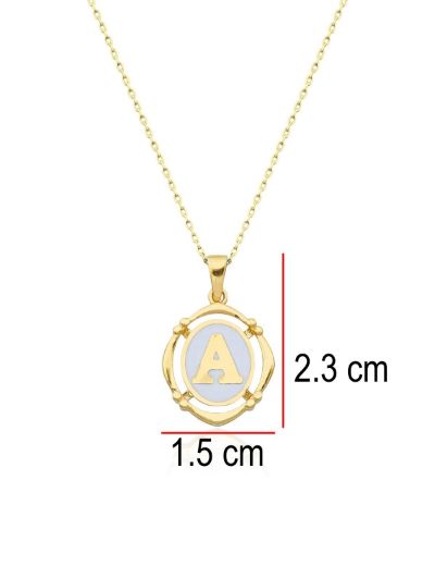 Beyaz Mineli  Harf  Altın Kolye resmi
