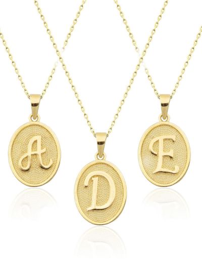 Rölyef (Dokulu) Harf Altın Kolye / 14 Ayar resmi