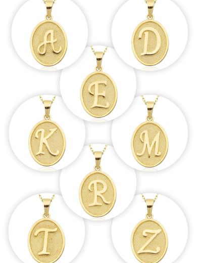 Rölyef (Dokulu) Harf Altın Kolye / 14 Ayar resmi