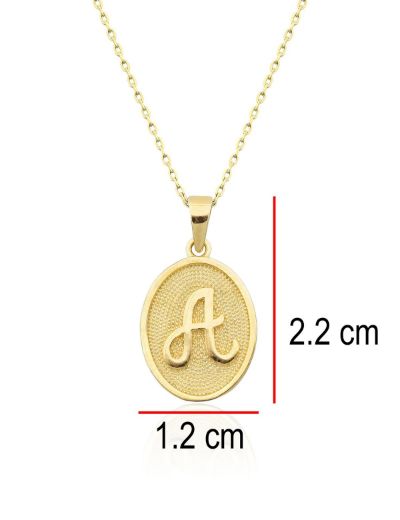 Rölyef (Dokulu) Harf Altın Kolye / 14 Ayar resmi