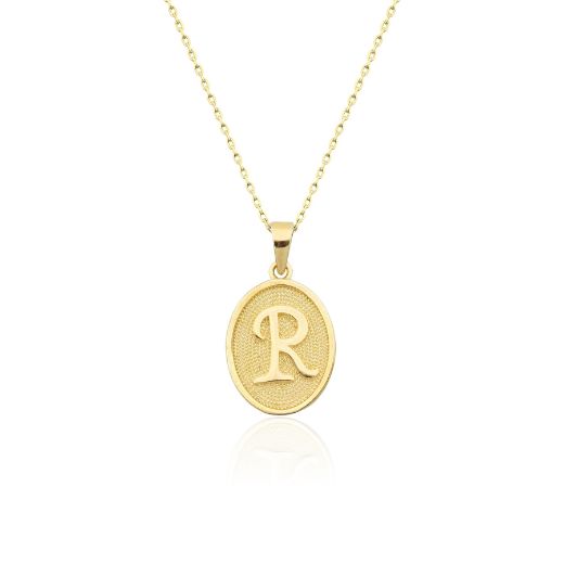 Rölyef (Dokulu) Harf Altın Kolye / 14 Ayar resmi