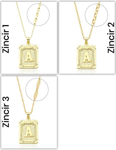 Çerçeve Harf  Altın Kolye / 14 Ayar resmi