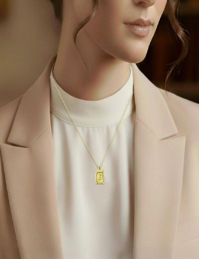Çerçeve Harf  Altın Kolye / 14 Ayar resmi