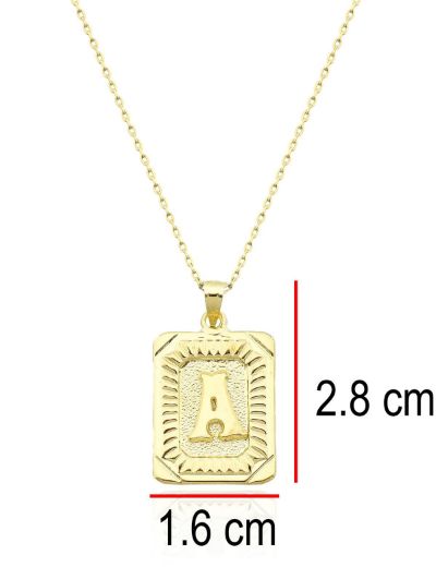 Çerçeve Harf  Altın Kolye / 14 Ayar resmi
