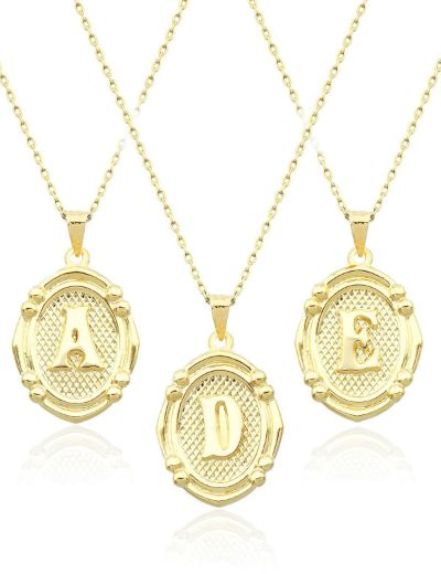 Oval Çerçeve Harf Altın Kolye / 14 Ayar resmi