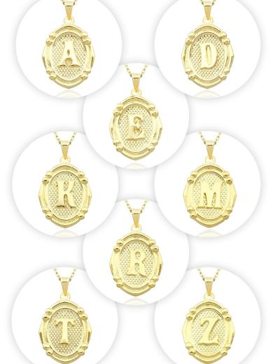 Oval Çerçeve Harf Altın Kolye / 14 Ayar resmi