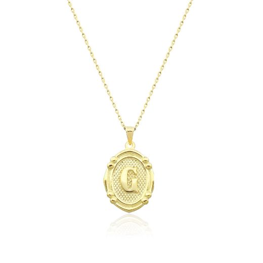 Oval Çerçeve Harf Altın Kolye / 14 Ayar resmi