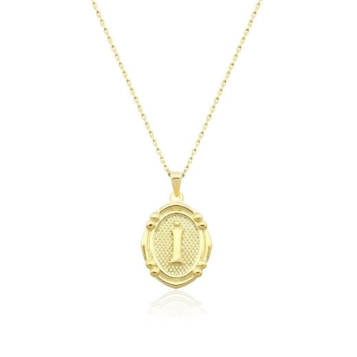 Oval Çerçeve Harf Altın Kolye / 14 Ayar resmi