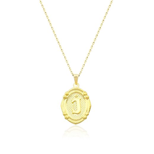 Oval Çerçeve Harf Altın Kolye / 14 Ayar resmi
