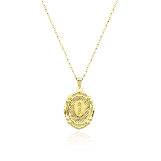 Oval Çerçeve Harf Altın Kolye / 14 Ayar resmi