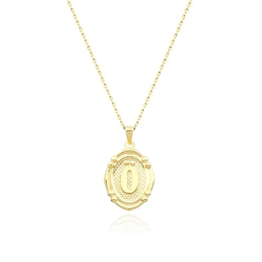 Oval Çerçeve Harf Altın Kolye / 14 Ayar resmi