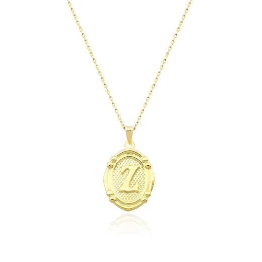 Oval Çerçeve Harf Altın Kolye / 14 Ayar resmi