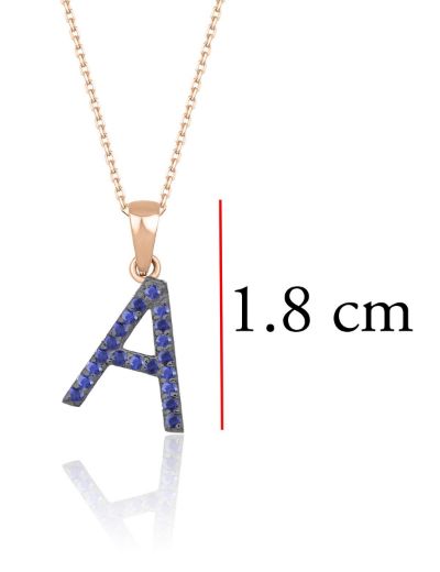 Doğal Safir Harf Kolye / Büyük Boy resmi