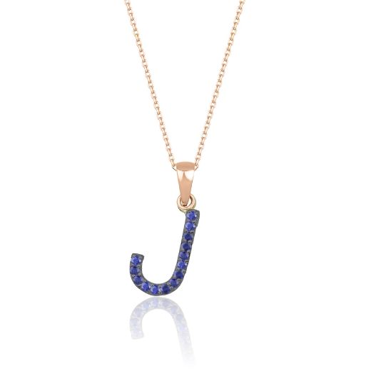 Doğal Safir Harf Kolye / Büyük Boy resmi