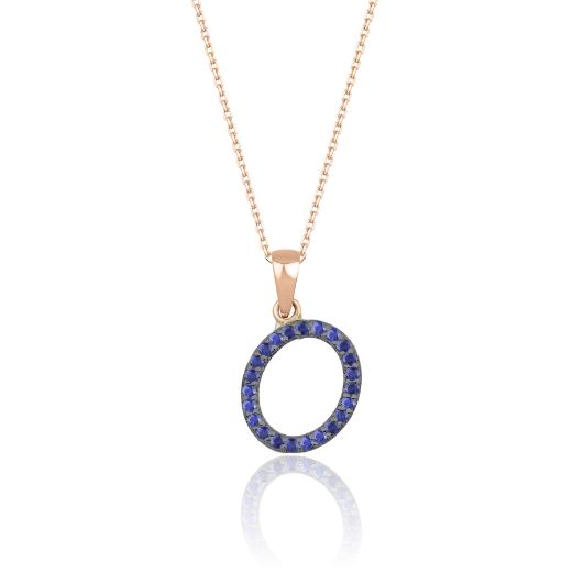 Doğal Safir Harf Kolye / Büyük Boy resmi