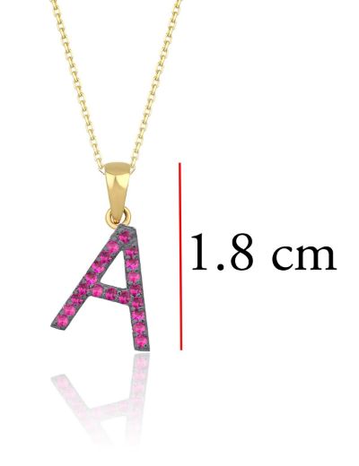 Doğal Yakut Harf Kolye / Büyük Boy resmi