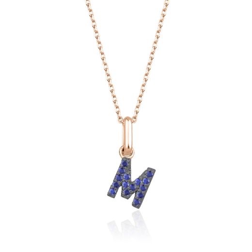 Safir Harf Kolye / Orta Boy resmi