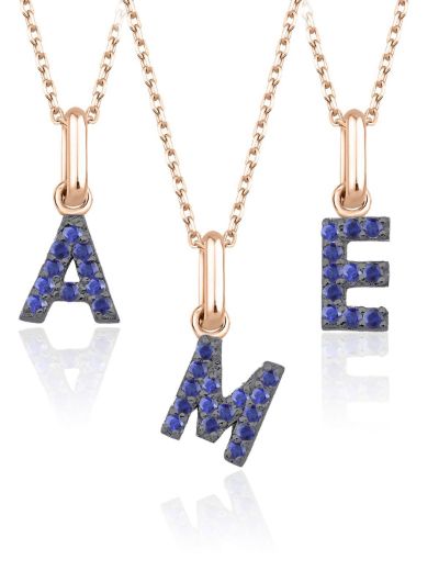 Doğal Safir Harf Kolye / Orta Boy resmi