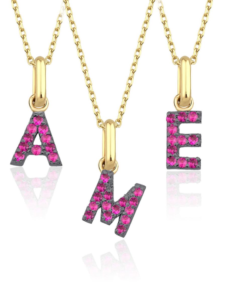 Doğal Yakut Harf Kolye / Orta Boy resmi