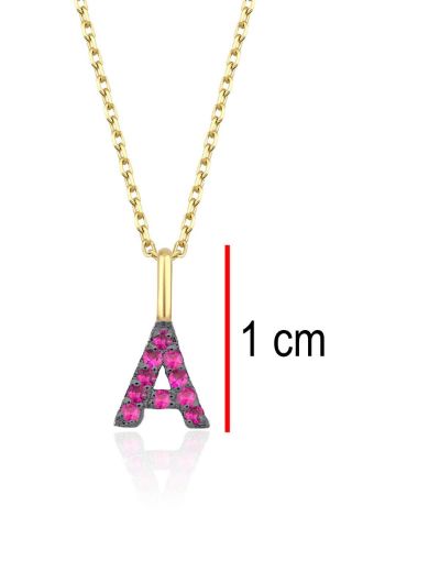 Doğal Yakut Harf Kolye / Küçük Boy resmi