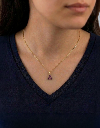 Doğal Yakut Harf Kolye / Küçük Boy resmi