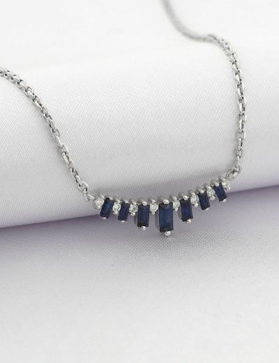 Safir-Pırlanta Su Yolu Kolye resmi