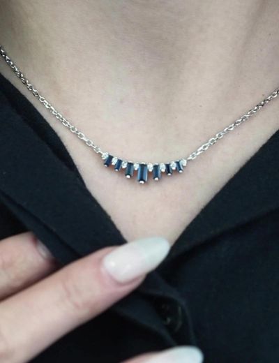 Safir-Pırlanta Su Yolu Kolye resmi