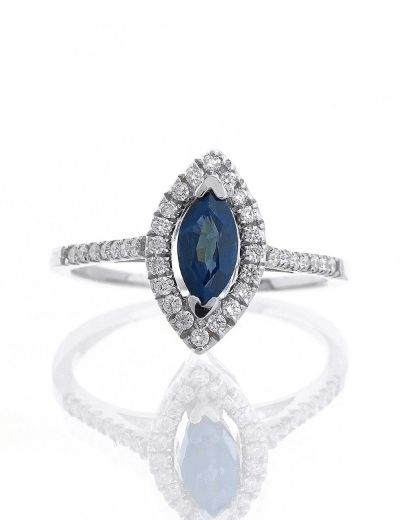 Klasik Anturaj Markiz Safirli Yüzük resmi