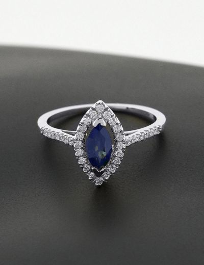 Klasik Anturaj Markiz Safirli Yüzük resmi