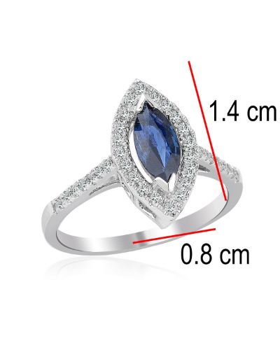 Klasik Anturaj Markiz Safirli Yüzük resmi