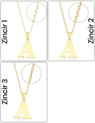 Döküm Harf Altın Kolye / 14 Ayar resmi