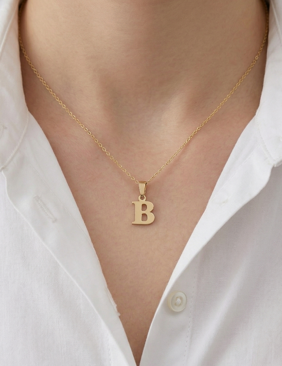 Döküm Harf Altın Kolye / 14 Ayar resmi