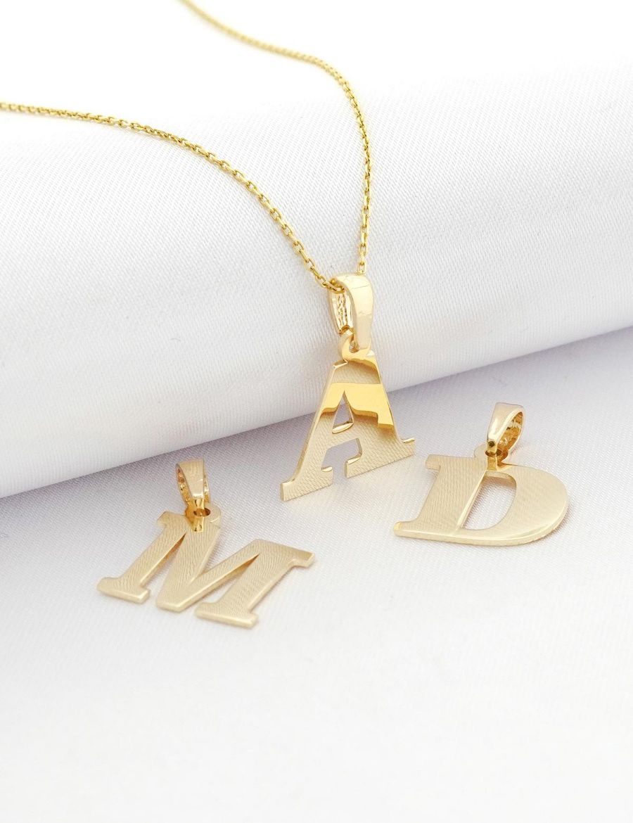 Döküm Harf Altın Kolye / 14 Ayar resmi