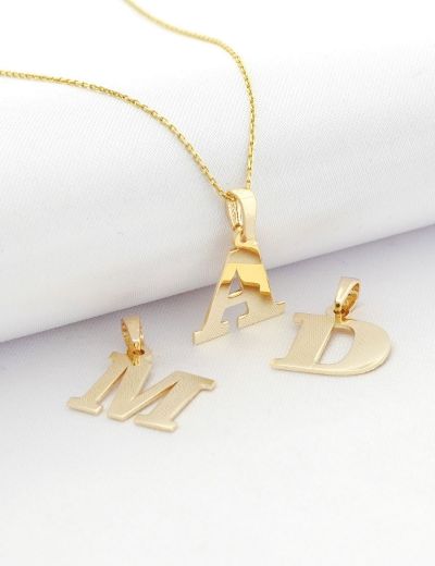 Döküm Harf Altın Kolye / 14 Ayar resmi