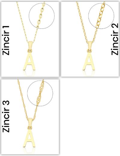 Klasik Harf Altın Kolye/14 Ayar resmi