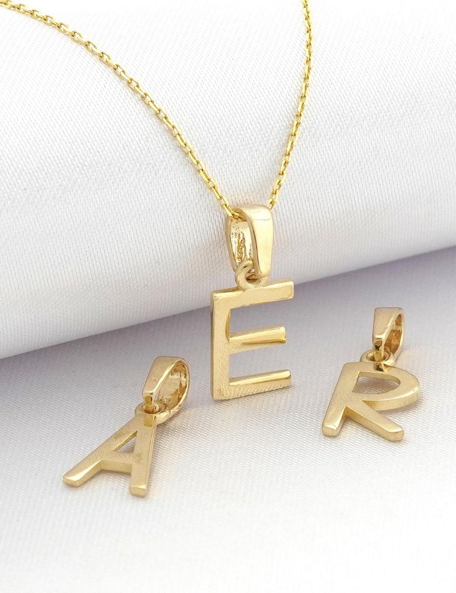 Klasik Harf Altın Kolye/14 Ayar resmi