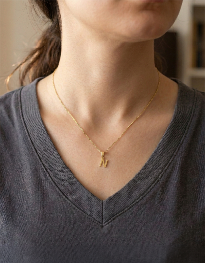 Klasik Harf Altın Kolye/14 Ayar resmi