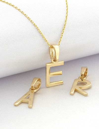 Klasik Harf Altın Kolye/14 Ayar resmi