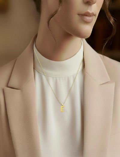 Klasik Harf Altın Kolye/14 Ayar resmi