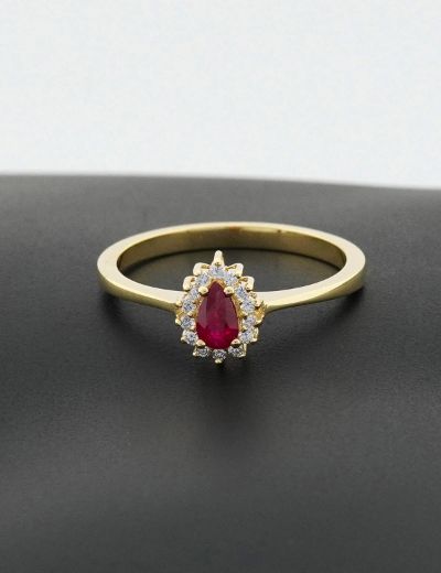 Klasik Anturaj Damla Yakut Yüzük resmi