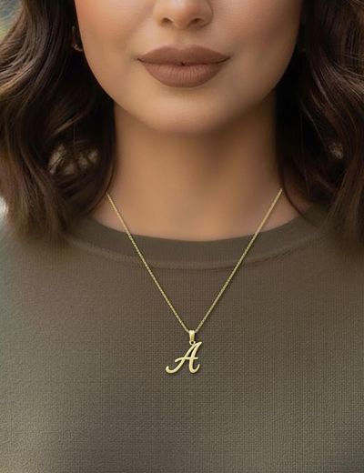 El Yazısı Harf Altın Kolye ( Majiskül Harf Kolye ) / 14 Ayar resmi