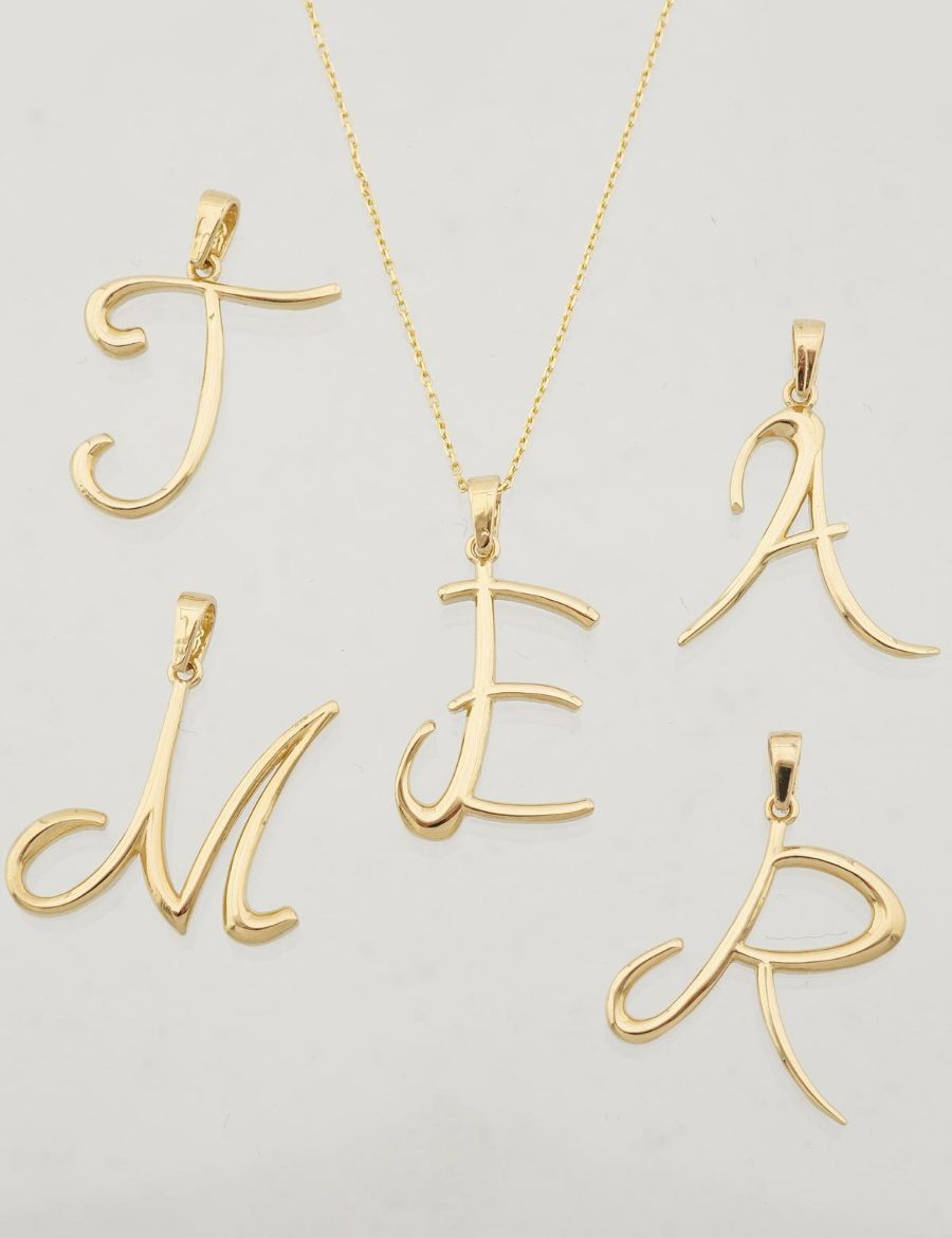 El Yazısı Harf Altın Kolye ( Majiskül Harf Kolye ) / 14 Ayar resmi