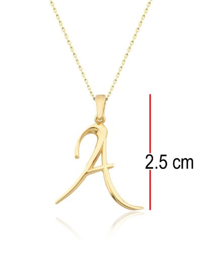 El Yazısı Harf Altın Kolye ( Majiskül Harf Kolye ) / 14 Ayar resmi