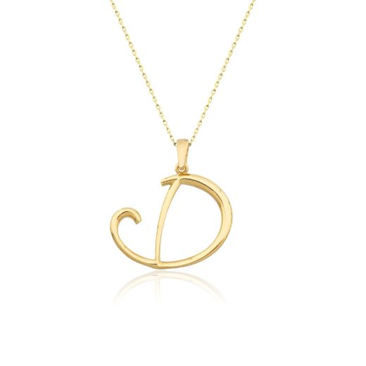 El Yazısı Harf Altın Kolye ( Majiskül Harf Kolye ) / 14 Ayar resmi