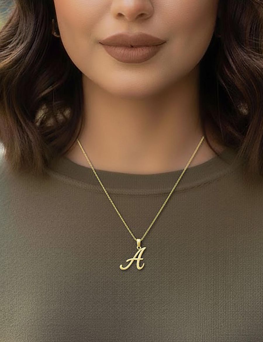 El Yazısı Harf Altın Kolye ( Majiskül Harf Kolye ) / 14 Ayar resmi