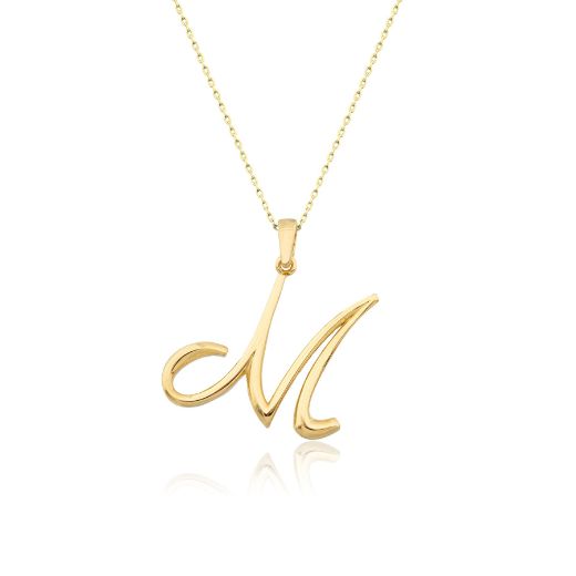 El Yazısı Harf Altın Kolye ( Majiskül Harf Kolye ) / 14 Ayar resmi