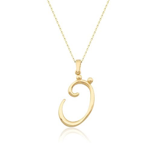 El Yazısı Harf Altın Kolye ( Majiskül Harf Kolye ) / 14 Ayar resmi