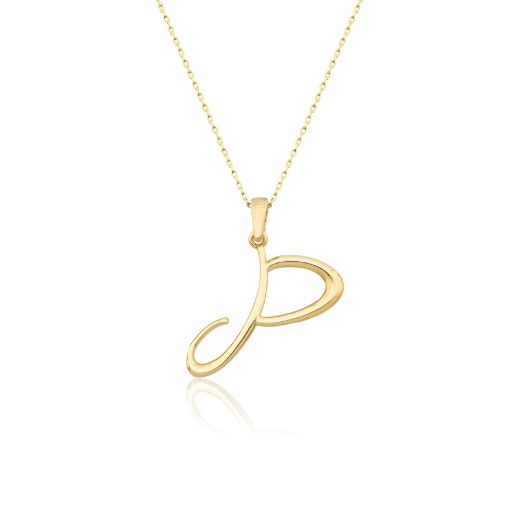 El Yazısı Harf Altın Kolye ( Majiskül Harf Kolye ) / 14 Ayar resmi