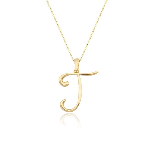 El Yazısı Harf Altın Kolye ( Majiskül Harf Kolye ) / 14 Ayar resmi