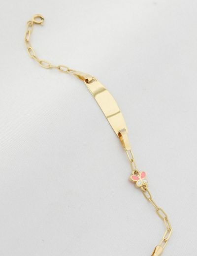 Renkli Kelebek Altın Çocuk Künye Bileklik resmi